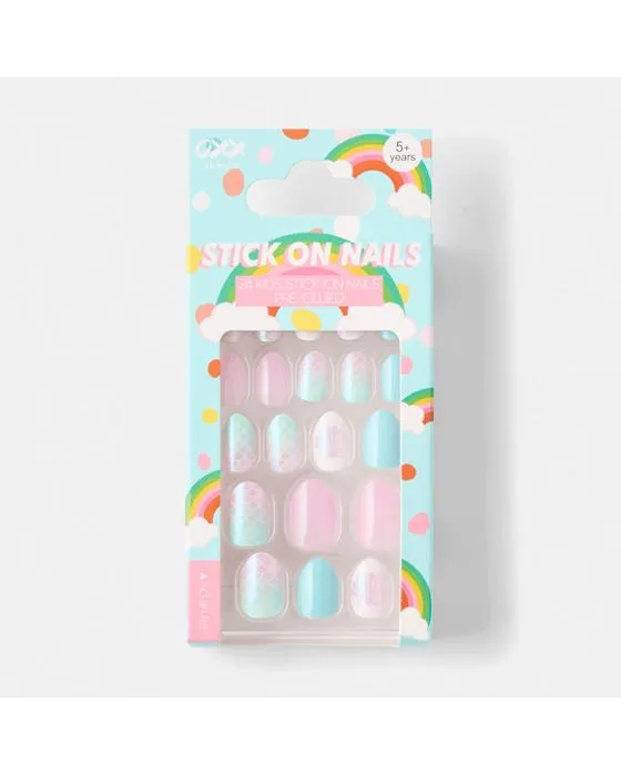 OXX Junior 24 Pack Enfants pré-glued bâton-sur ongles - Sirène
