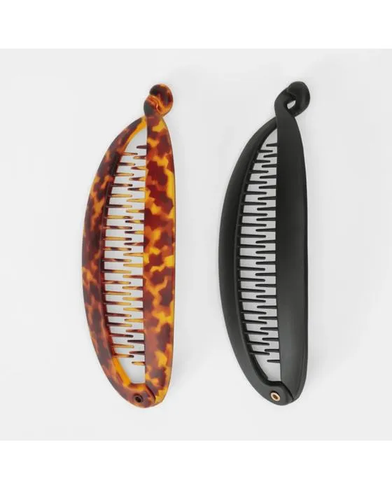 2 Pack Tort et noir OXX Haircare Banana Hair Clips