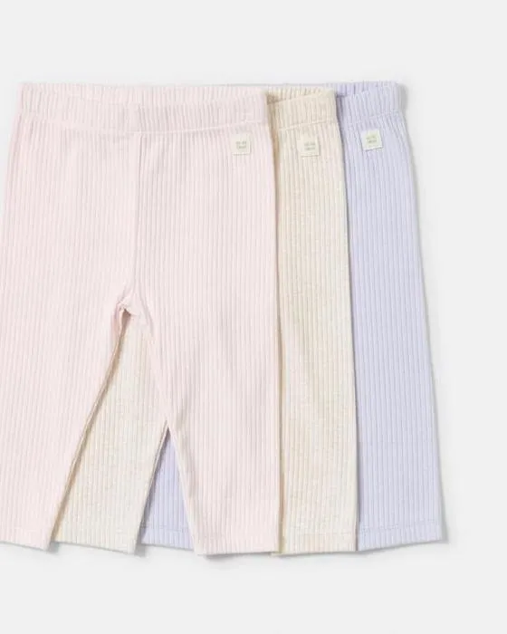 3 Leggings à côtes emballés
