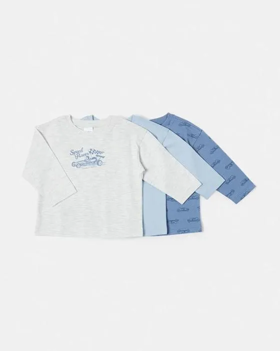 T-shirts imprimés 3 Pack coton manches longues