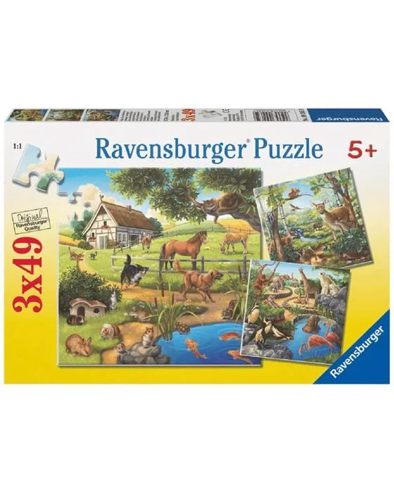 Ravensburger Forêt, Zoo et animaux de compagnie Puzzle 3 Pack