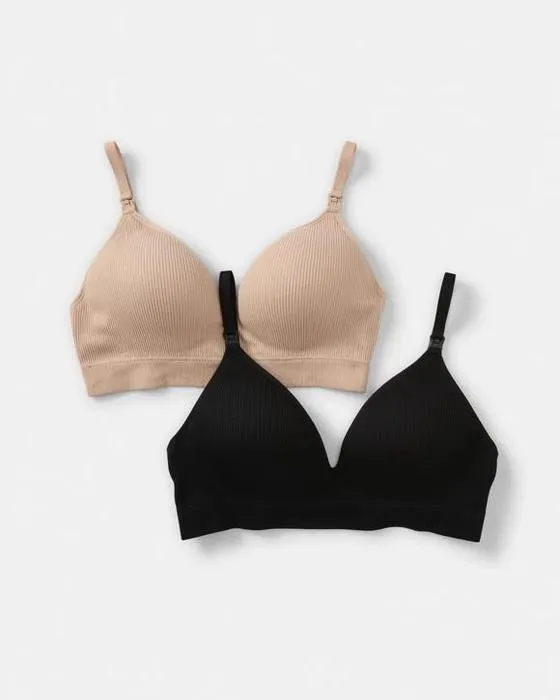 2 Pack Maternité Sans fil sans couture Ruban T-shirt Bra