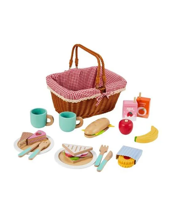 Panier de pique-nique en bois de 29 pièces