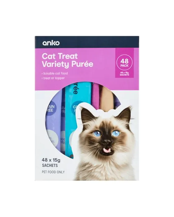 48 Boîte de chat traiter les sachets de purée Variété