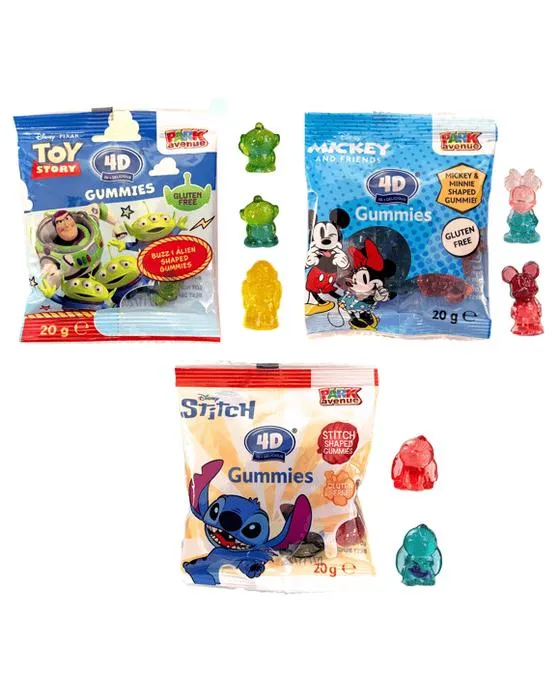 15 Pack Park Avenue Disney 4D Gommies 300g - Assortiment