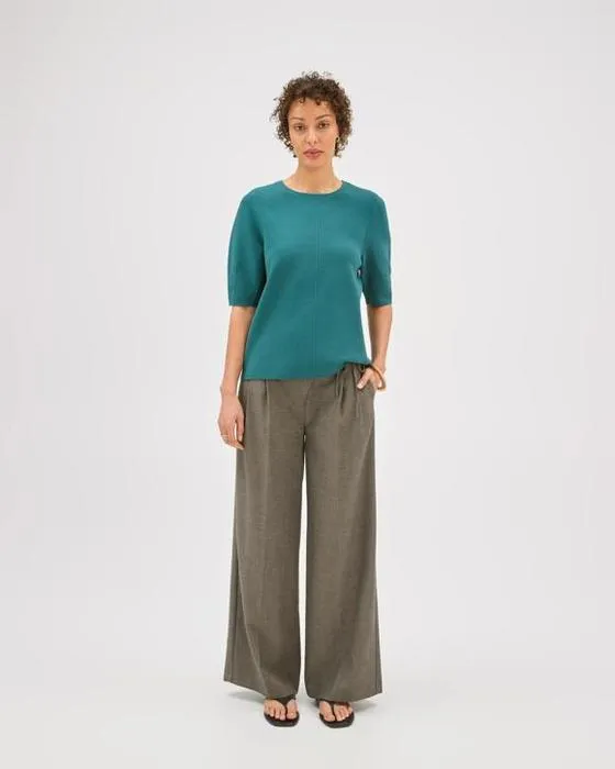Aperçu Lanterne à manches courtes Crêpe en tricot Top
