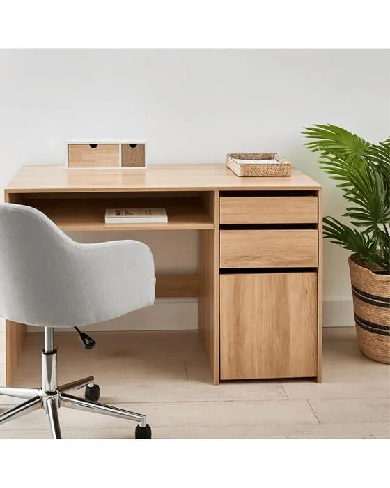 Bureau avec rangement - Chêne
