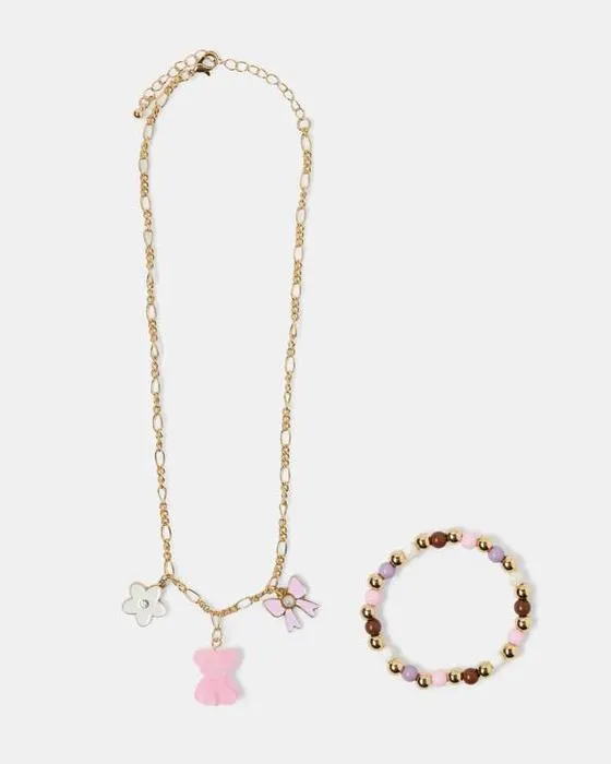 2 Pack collier d'ours et bracelet ensemble