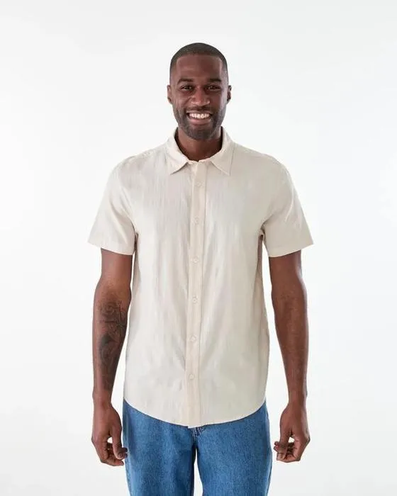 Chemise à manches courtes Dobby