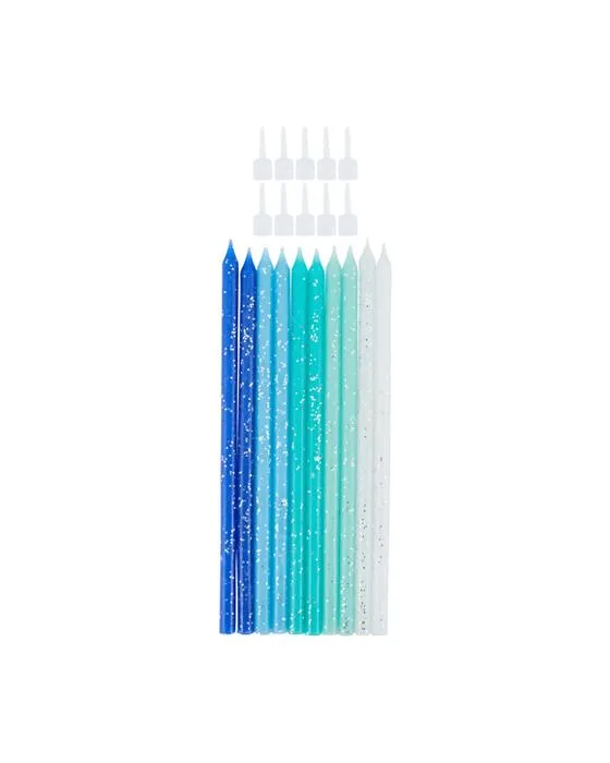 10 bougies Glitter Bleu Tall Pack
