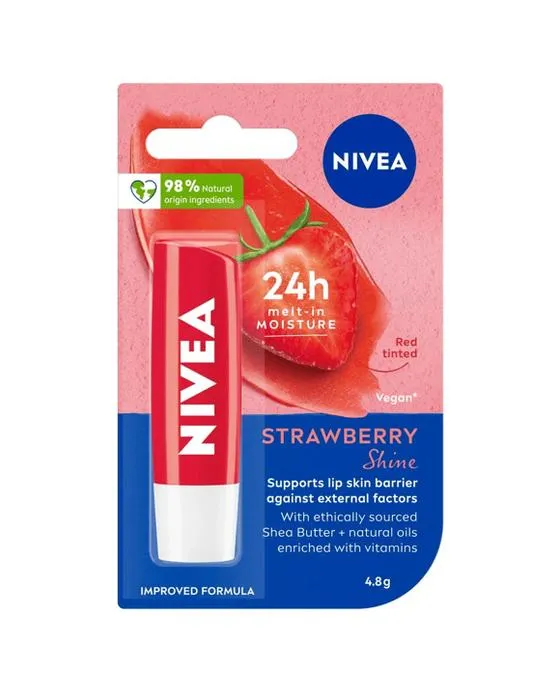 Baume à lèvres pour soins de Nivea 24H fondu dans l'humidité 4.8g - Fraise