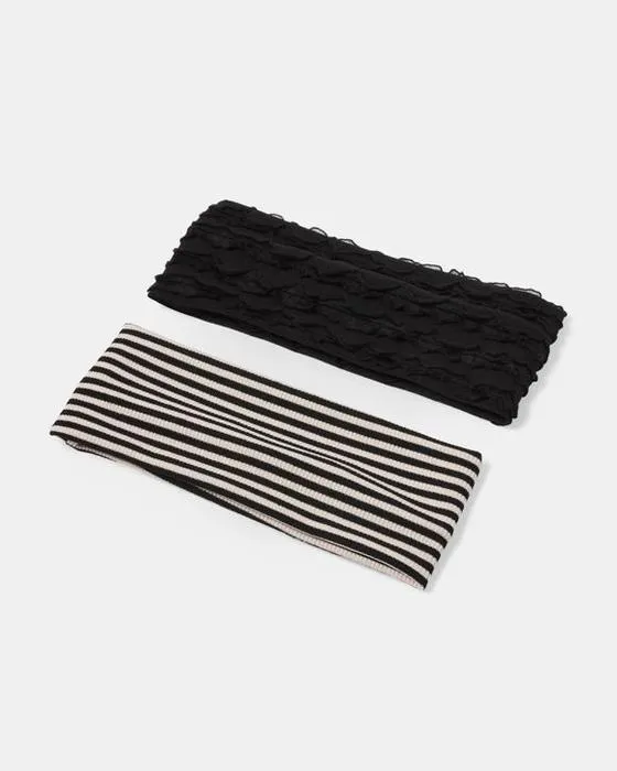 Bandeau de 2 bandes et étriers à volants - Noir et blanc
