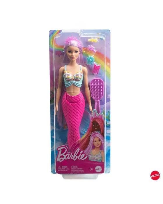 Barbie Poupée sirène avec 18cm Long Fantasy Cheveux et Accessoires Playset