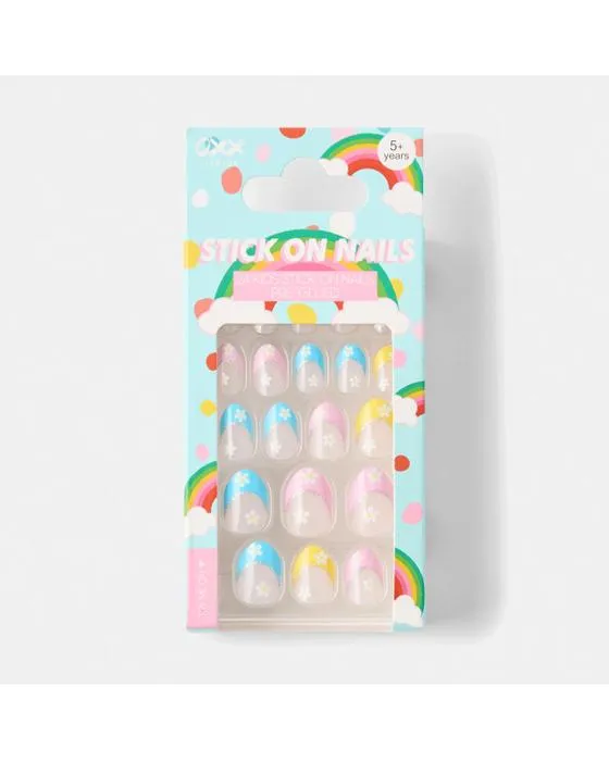 OXX Junior 24 Pack Enfants pré-glued bâton-sur ongles - Fleurs