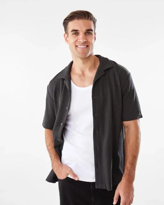 Chemise à manches courtes en tricot texturé