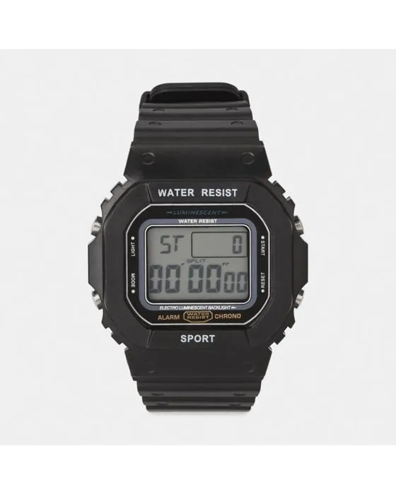 Montre numérique carrée - Noir