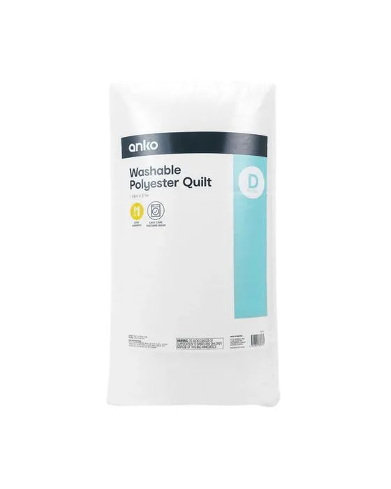 Lit double, blanc, polyester lavable à faible chaleur