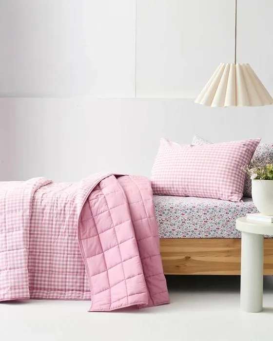 Set de confort Parker Gingham - lit Queen - rose