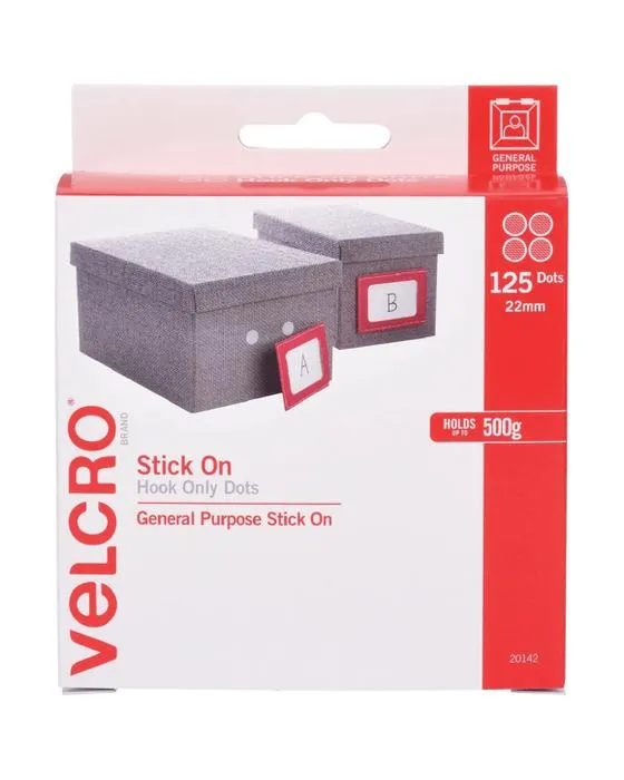 VELCRO Marque Crochet seulement points 22mm blanc 125 Pack