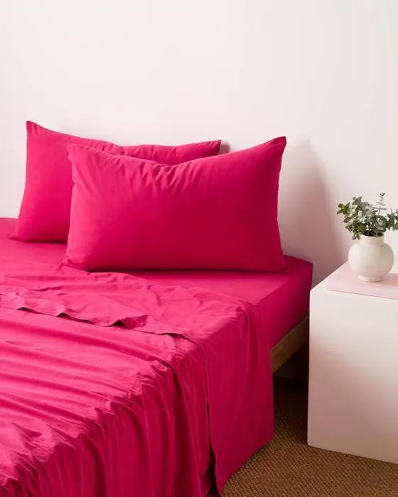 Ensemble de draps en coton Arlo - lit Queen - rose