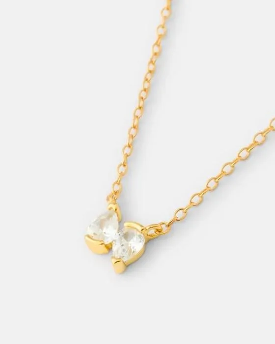 Cubic Zirconia Or plaqué Argent Sterling 925 Double collier de poire