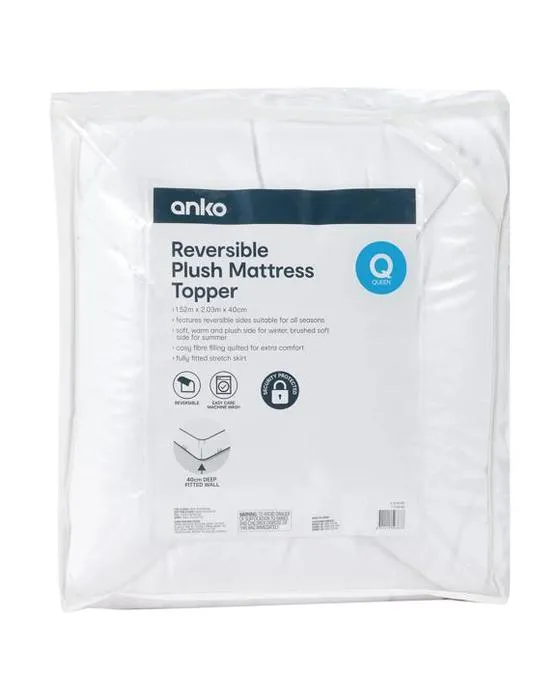 Réversible matelas en peluche Topper - lit Queen, blanc