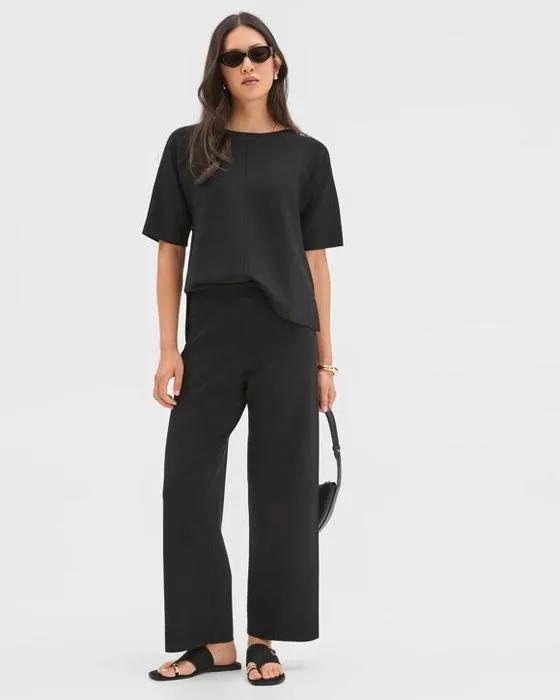 Aperçu Pantalon droit en tricot de crêpe