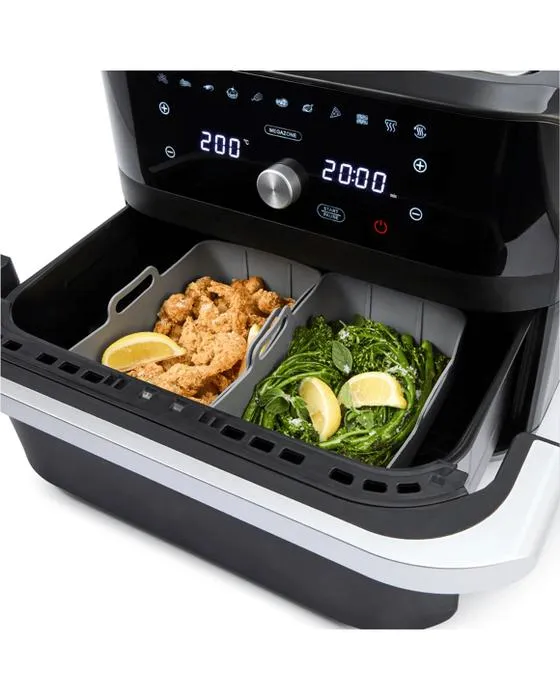 2 bacs de friteuse d'air Rectangle en silicone - Gris