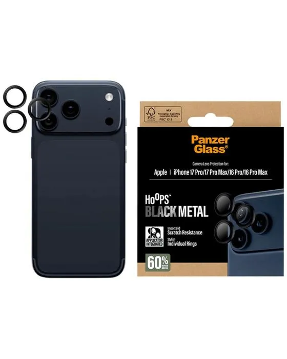 PanzerGlass Hoops Protection de l'objectif à cadre clair iPhone 17 Pro BK