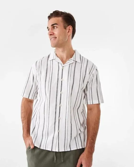 Chemise à manches courtes en coton, en lin