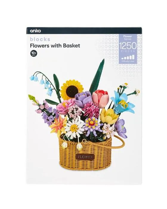 1250 pièces séries de blocs de fleurs: Fleurs avec panier