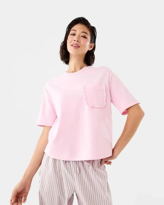 T-shirt de poche en coton Ruffle