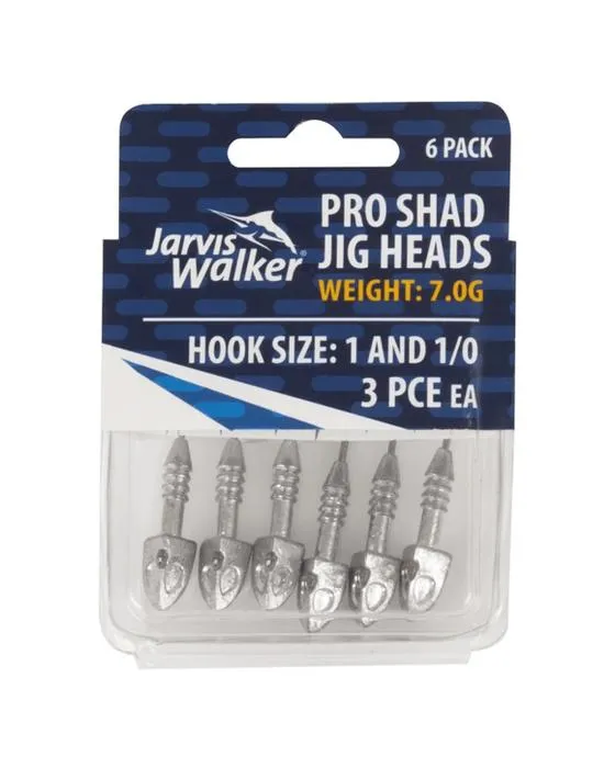 6 Pack Jarvis Walker Pro Shad Têtes de jig 1/4oz. Taille 1 et 1/0