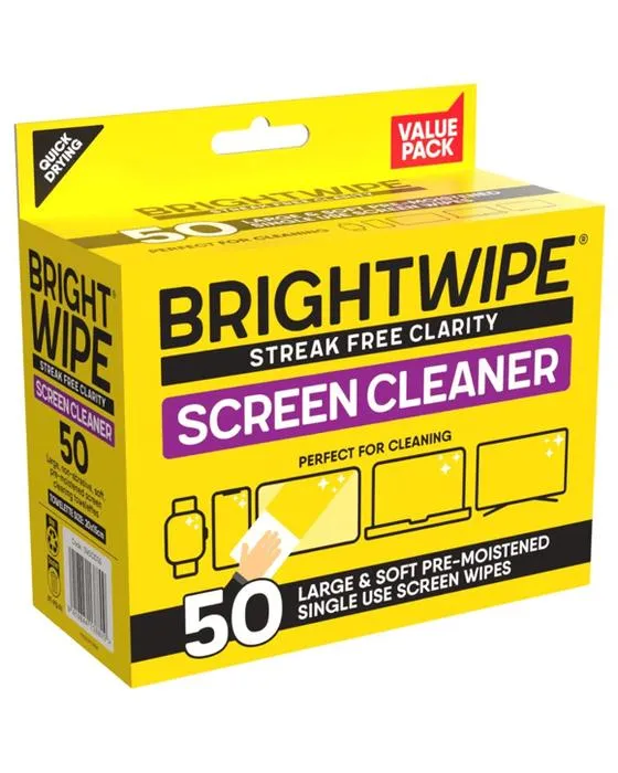 Wipes de nettoyage d'écran Brightwipe 50 Pack