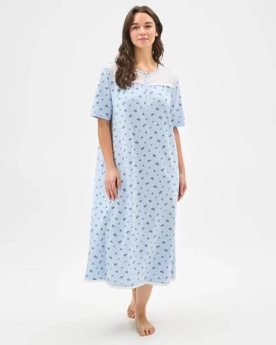 Cible Femme Australienne Coton Manches Courtes Traditionnelle Sleep Nightie