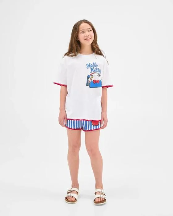 Bonjour Kitty australien Cotton Blanket Stitch détail T-shirt