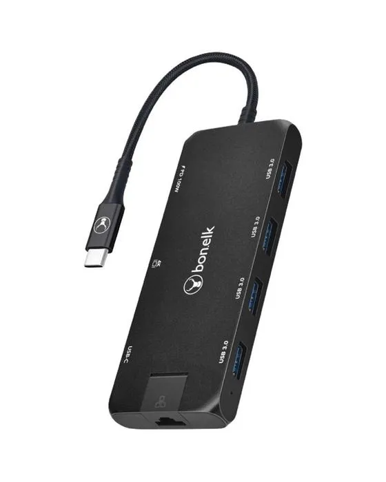 Oiseaux Longue Vie USB-C 8-en-1 Multiport Slim Hub Noir