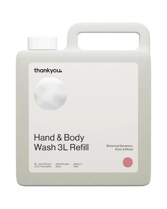 Merci Laver les mains et le corps Géranium, Rose & Bois Recharge 3L