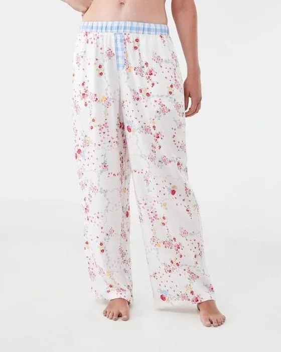 Viscose Blend Contraste Boyfriend Pantalon en flanelle