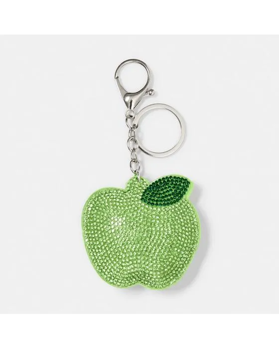 Porte-clés de charme sac de pomme sparkle - ton argent