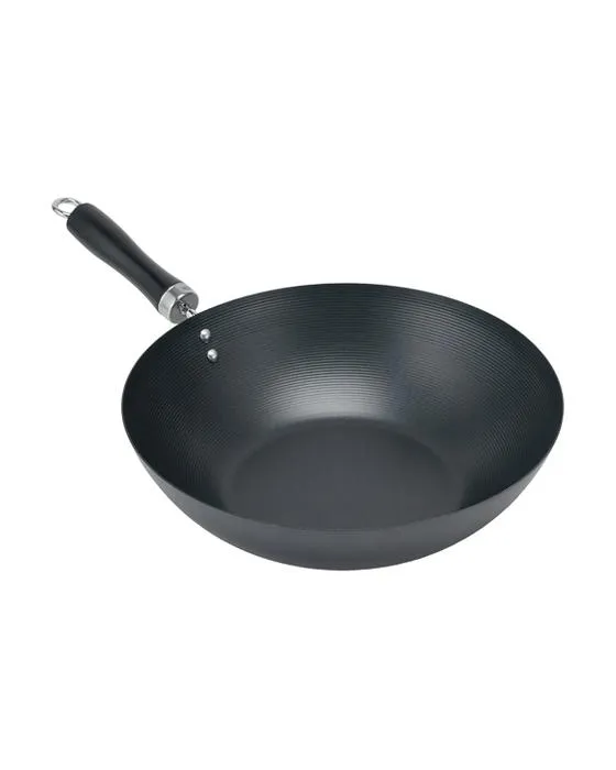30cm Acier au carbone Wok non-brillant à armure