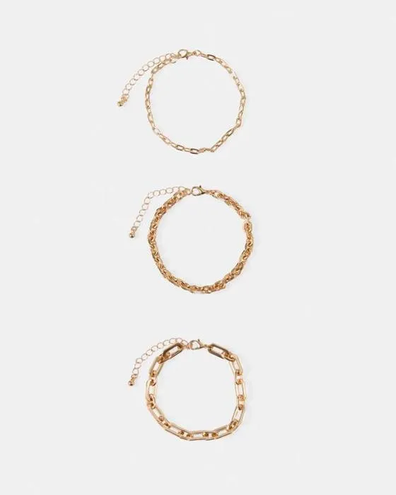 3 Bracelets en chaîne - Or Ton