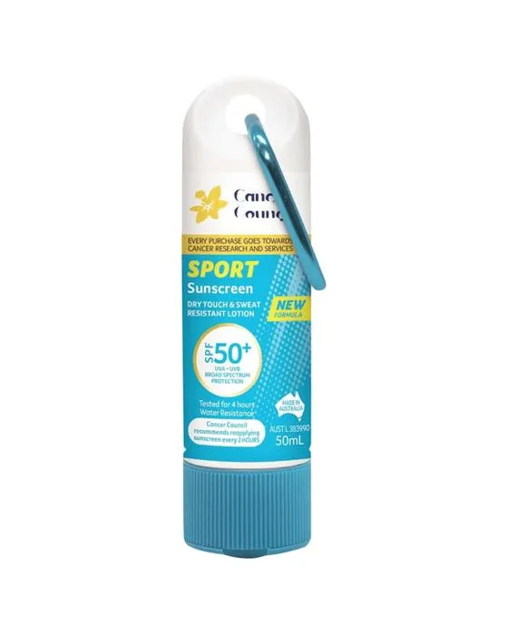 Conseil du cancer FPS 50+ Sport Touch sec et résistant à la sueur Lotion solaire 50ml - Aloe Vera et vitamine E