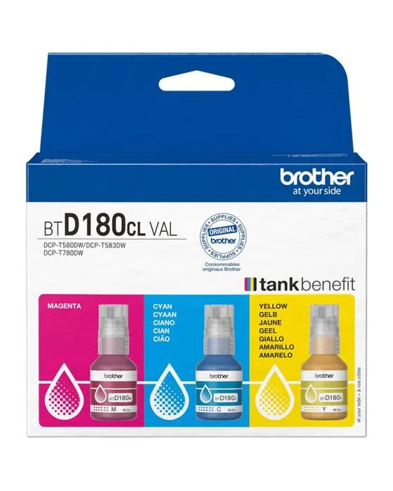 Brother BTD180 3 Pack de valeur de bouteille d'encre de couleur