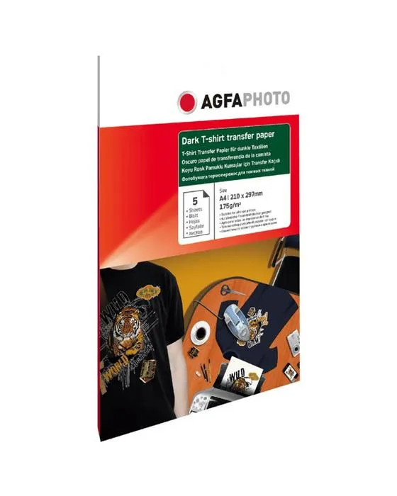 AGFA A4 jet d'encre T-shirt transferts Dark 5 Pack