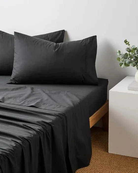 Cible Australien coton 250 Fil de filet de feuille de compte - Single Bed - Noir