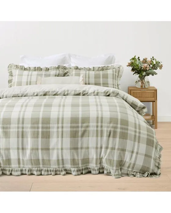 Ensemble de couverture de matelas de coton de couleur Plaid Luca - Lit King