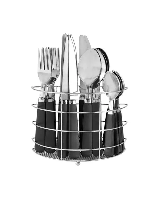 Set de couverts noir 30 pièces avec Caddy