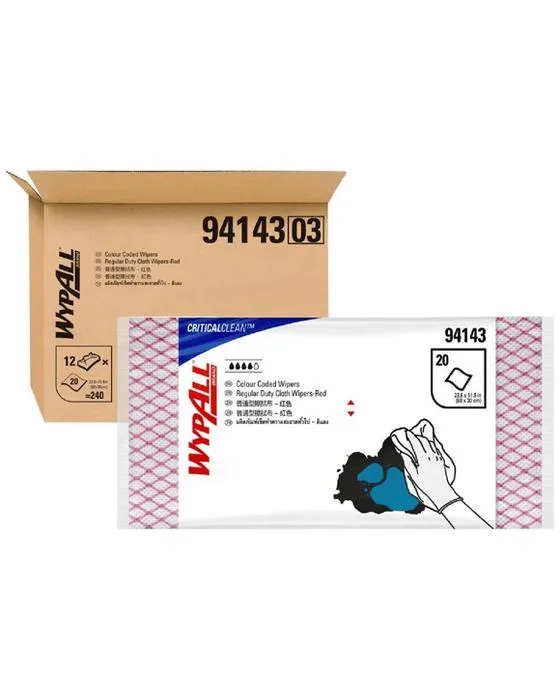 Wypall Couleur Coded de service régulier vêtements rouge 240 Pack