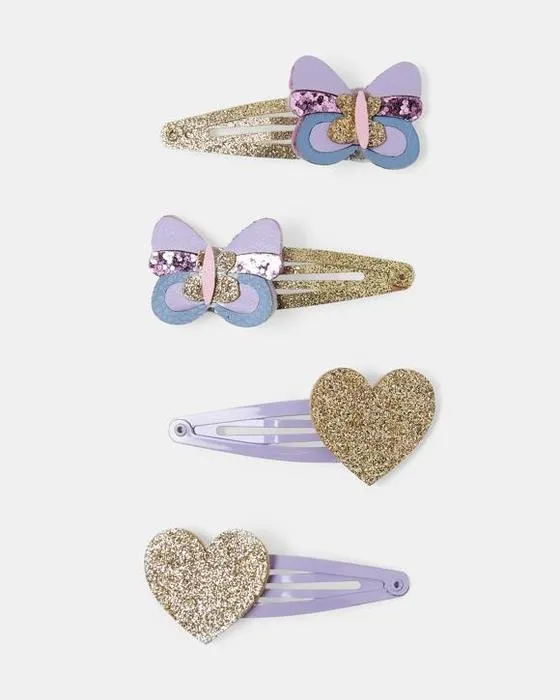 4 Pack clips cheveux à snaps papillon